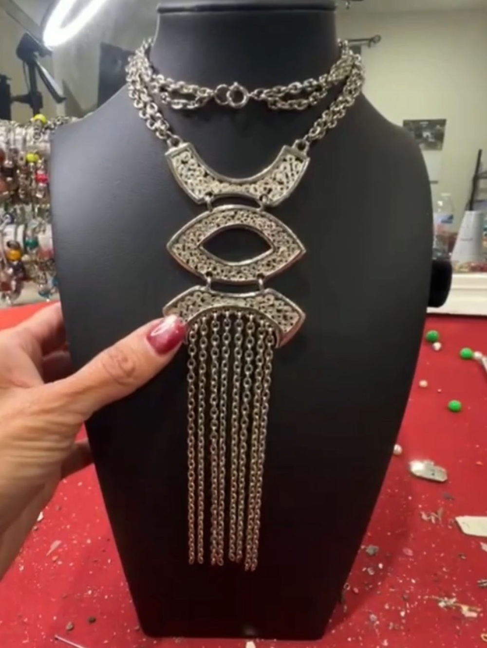 Silver Multi-Chain Statement Necklace